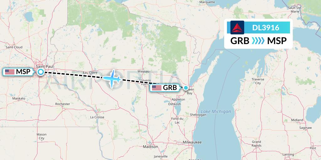 DL3916 Flight Status Delta Air Lines Green Bay to Minneapolis (DAL3916)