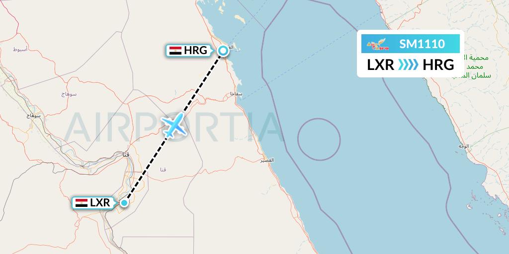 SM1110 Air Cairo Flight Map: Luxor to Hurghada