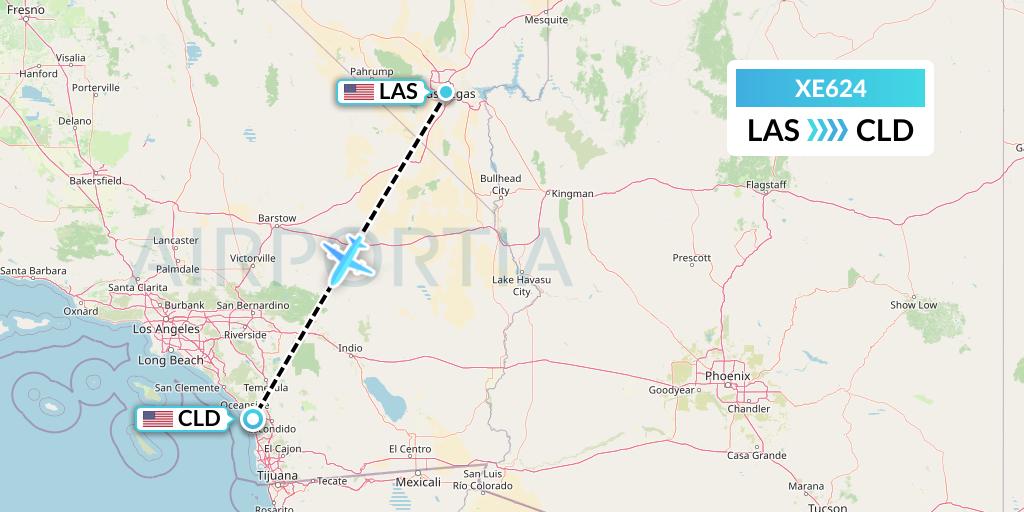 XE624 Jsx Flight Map: Las Vegas to San Diego