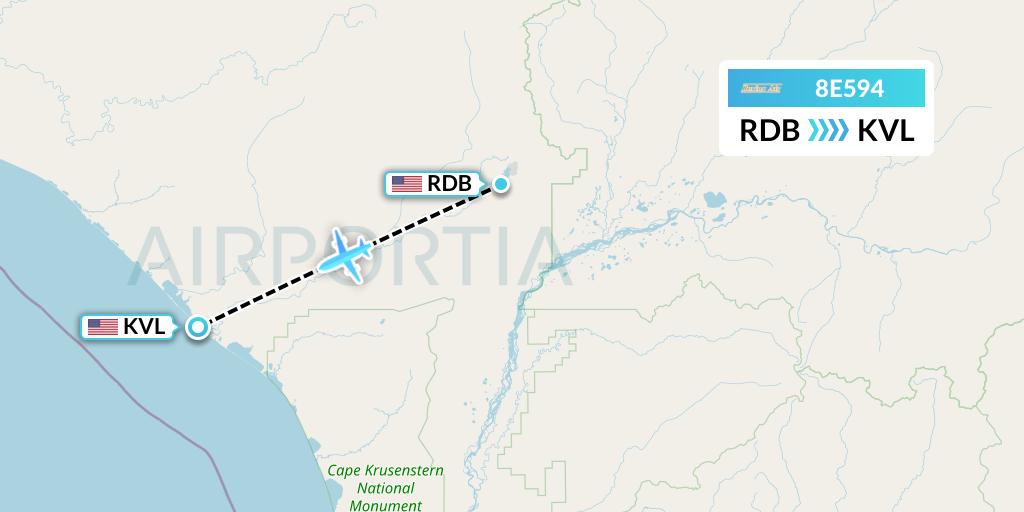 8E594 Bering Air Flight Map: Red Dog to Kivalina