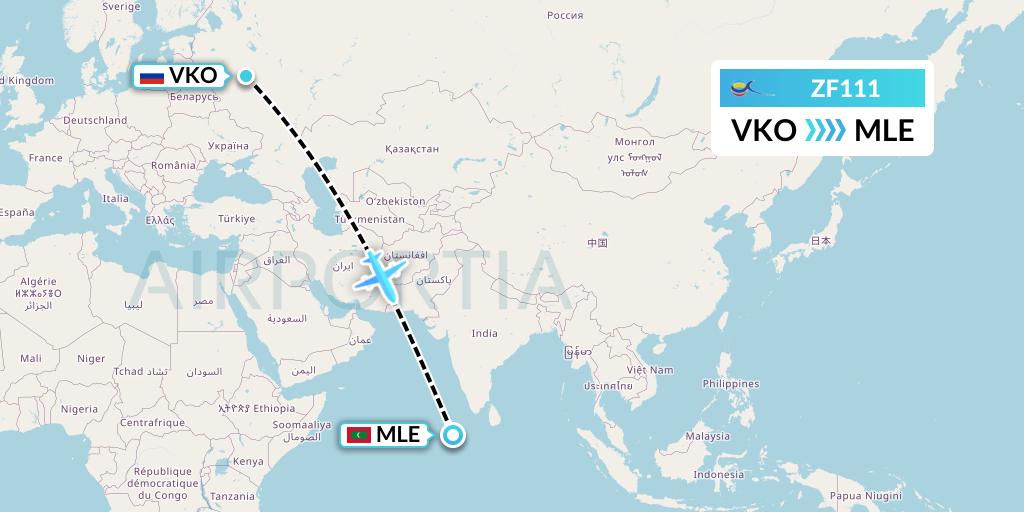 ZF111 Azur Air Flight Map: Moscow to Male