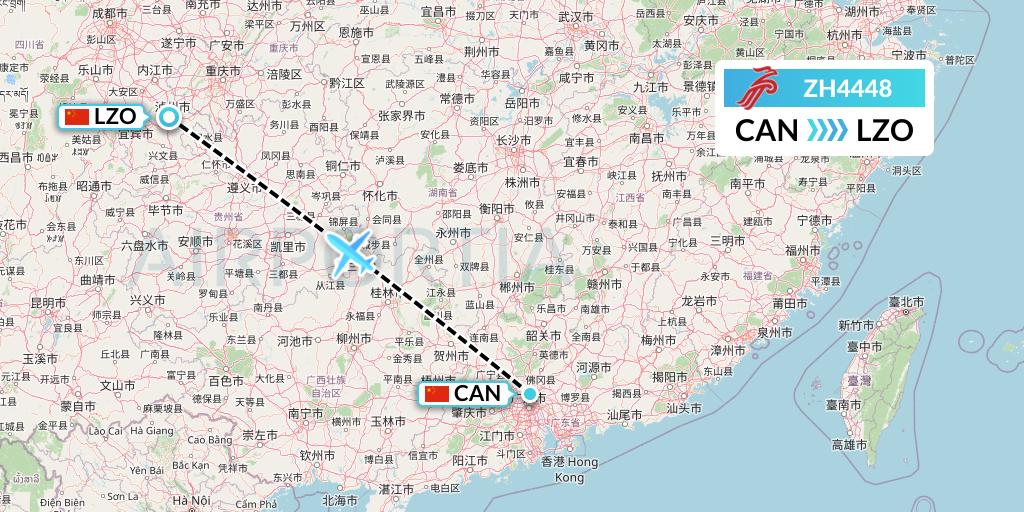 ZH4448 Shenzhen Airlines Flight Map: Guangzhou to Luzhou