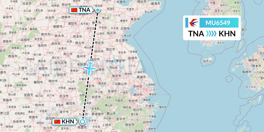 MU6549 China Eastern Airlines Flight Map: Jinan to Nanchang
