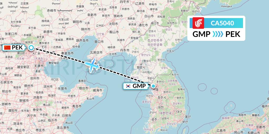 CA5040 Air China Flight Map: Seoul to Beijing