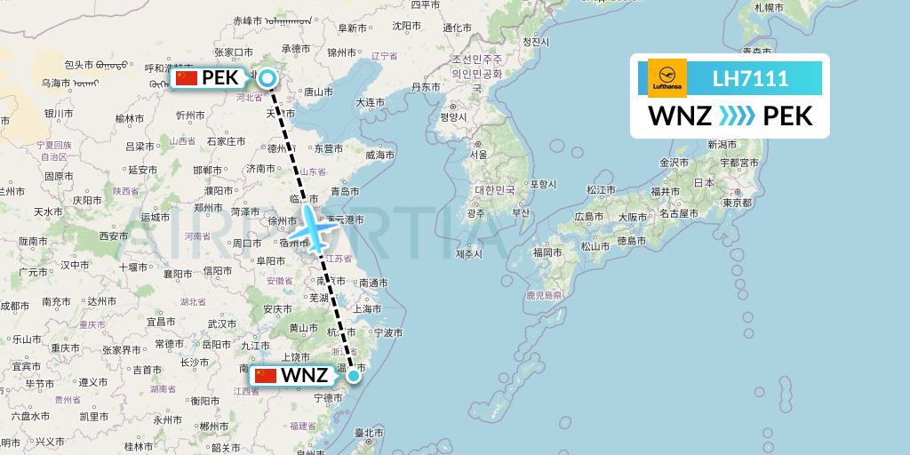LH7111 Lufthansa Flight Map: Wenzhou to Beijing