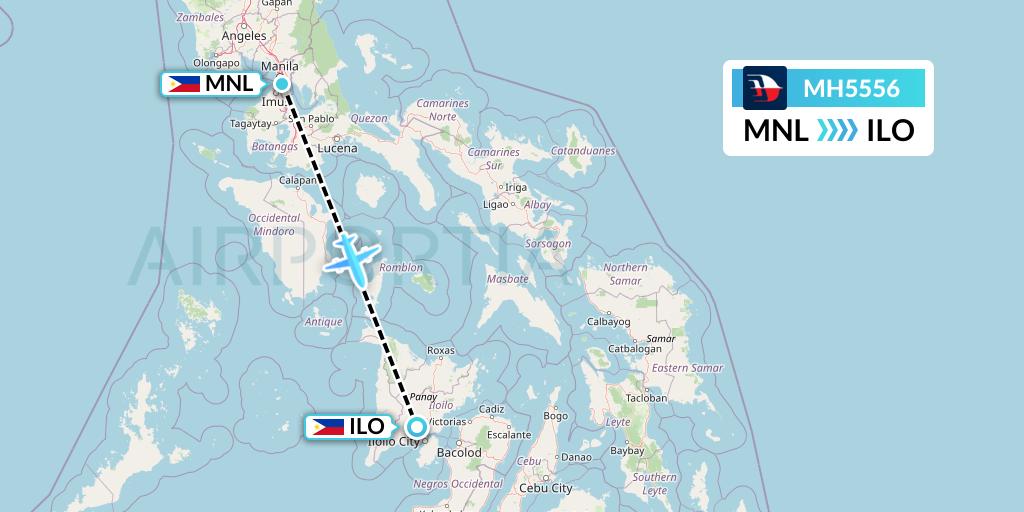 MH5556 Malaysia Airlines Flight Map: Manila to Iloilo