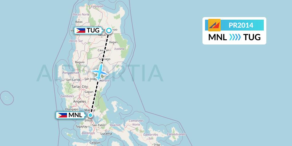 PR2014 Philippine Airlines Flight Map: Manila to Tuguegarao