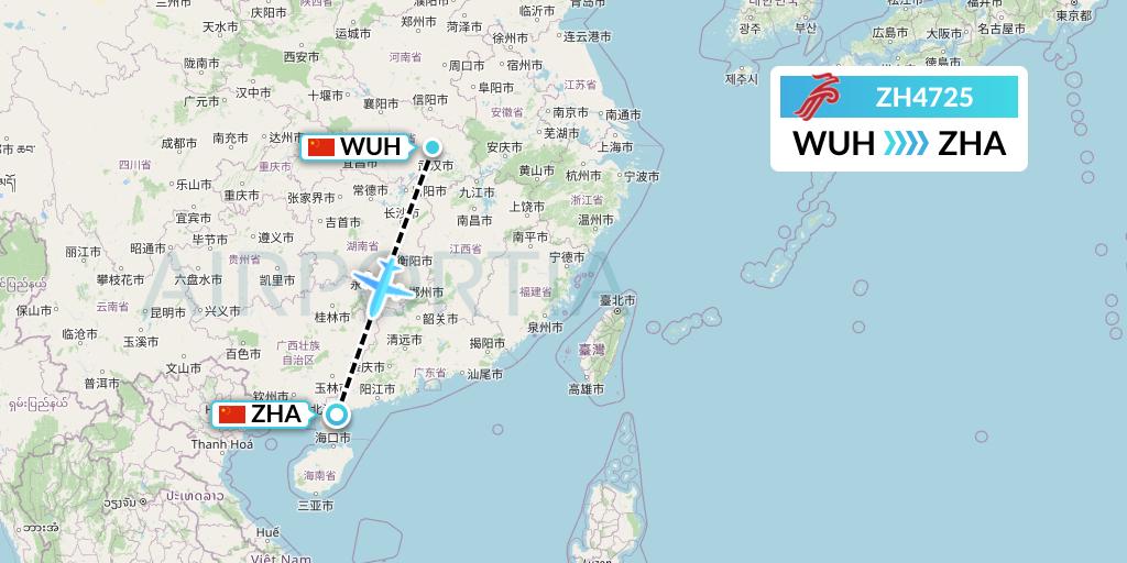 ZH4725 Shenzhen Airlines Flight Map: Wuhan to Zhanjiang