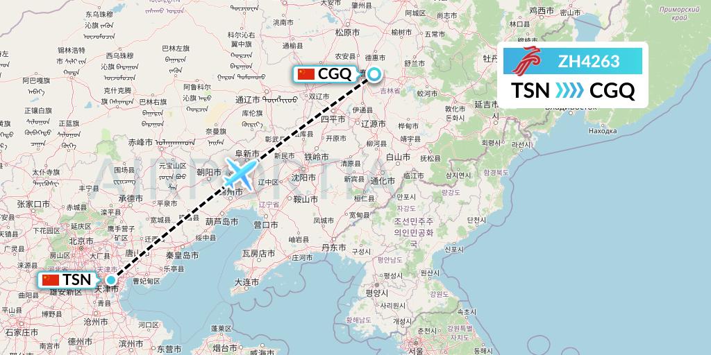 ZH4263 Shenzhen Airlines Flight Map: Tianjin to Changchun
