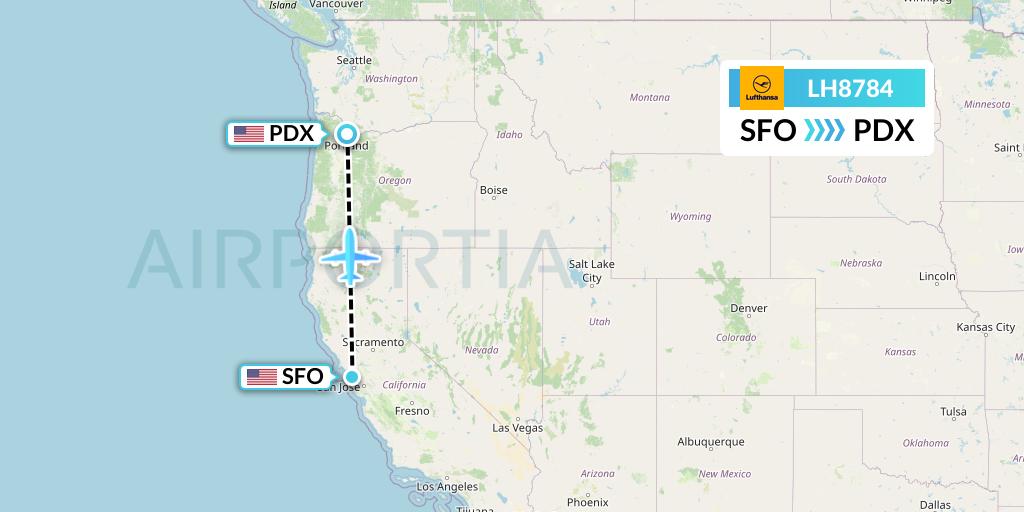 LH8784 Lufthansa Flight Map: San Francisco to Portland