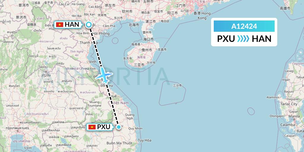A12424 A.p.g. Distribution Systems Flight Map: Pleiku to Hanoi