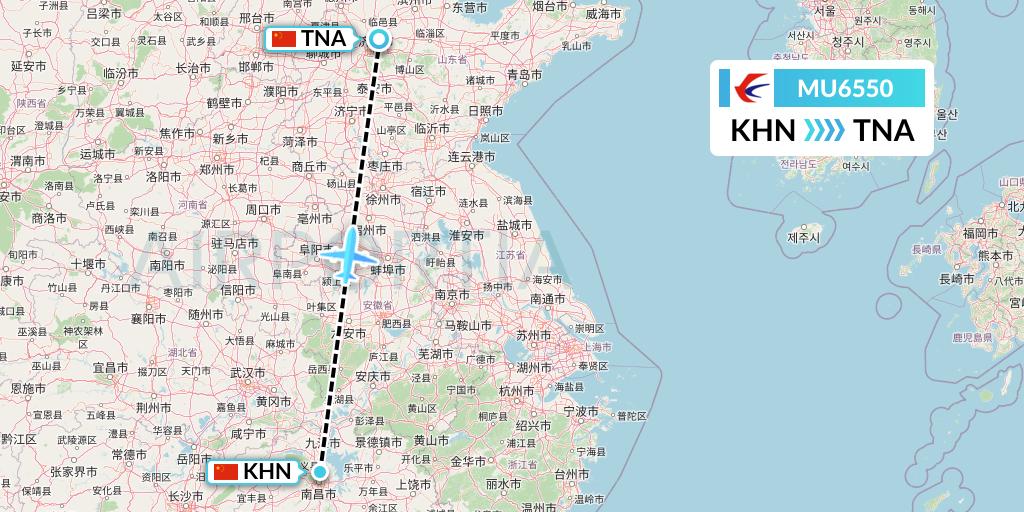 MU6550 China Eastern Airlines Flight Map: Nanchang to Jinan