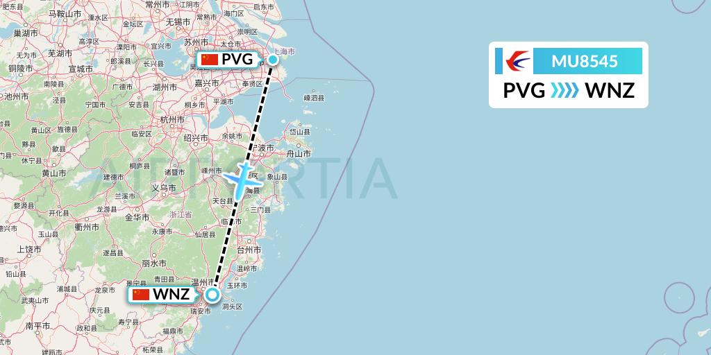 MU8545 China Eastern Airlines Flight Map: Shanghai to Wenzhou