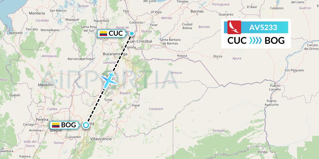 AV5233 Avianca Flight Map: Cucuta to Bogota