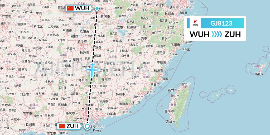 GJ8123 Loong Airlines Flight Map: Wuhan to Zhuhai