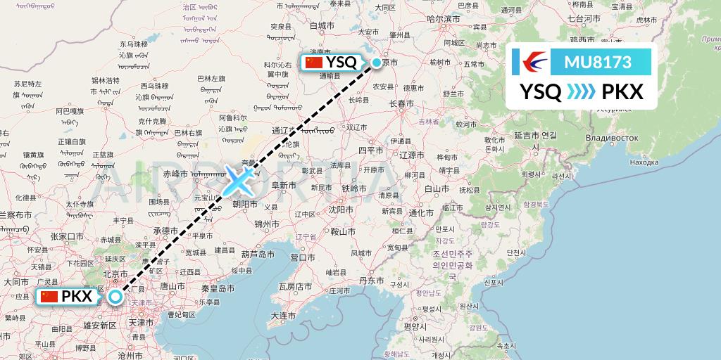 MU8173 China Eastern Airlines Flight Map: Songyuan to Beijing