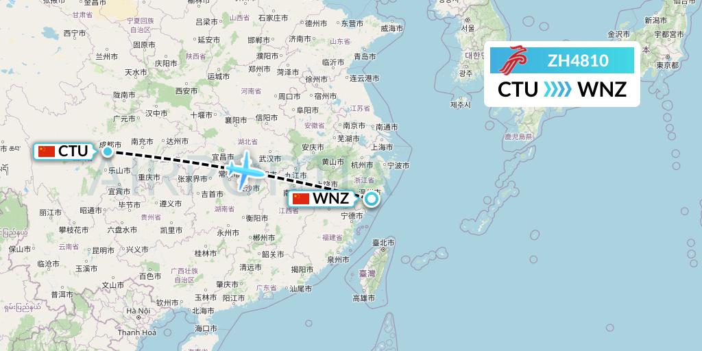 ZH4810 Shenzhen Airlines Flight Map: Chengdu to Wenzhou
