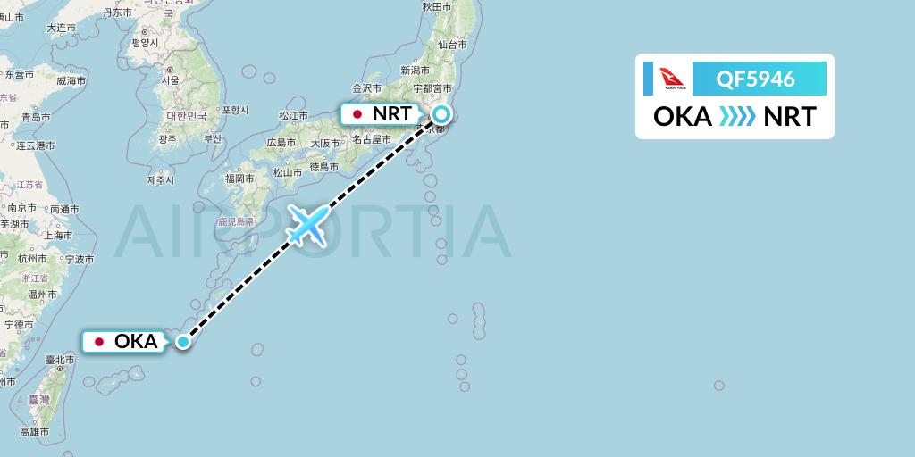 QF5946 Qantas Flight Map: Naha to Tokyo
