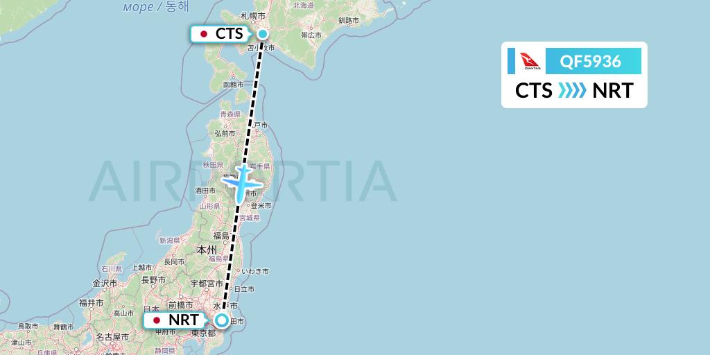 QF5936 Qantas Flight Map: Sapporo to Tokyo