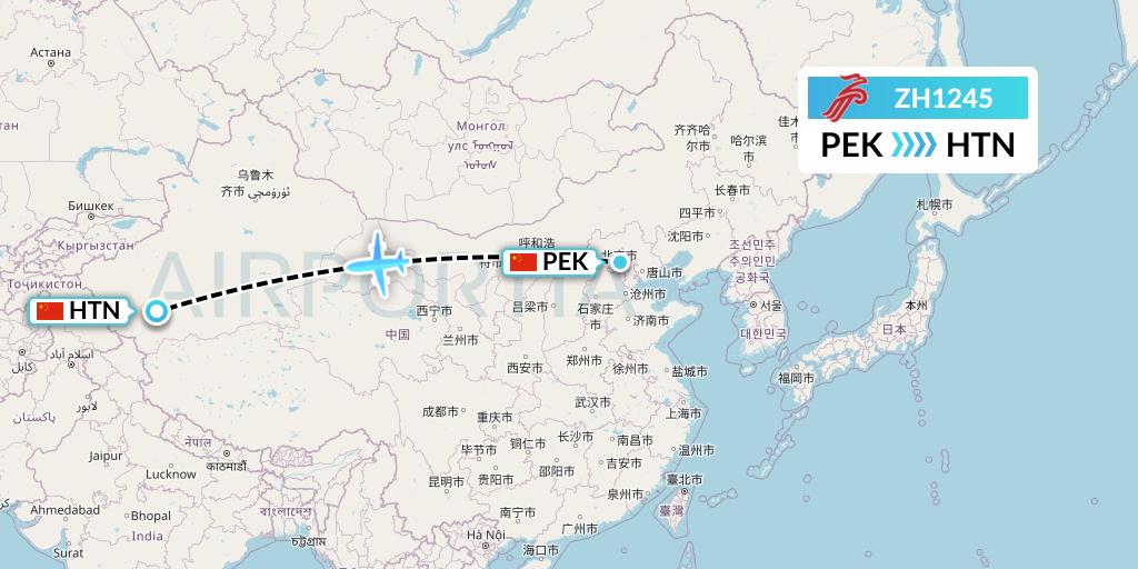 ZH1245 Shenzhen Airlines Flight Map: Beijing to Hotan