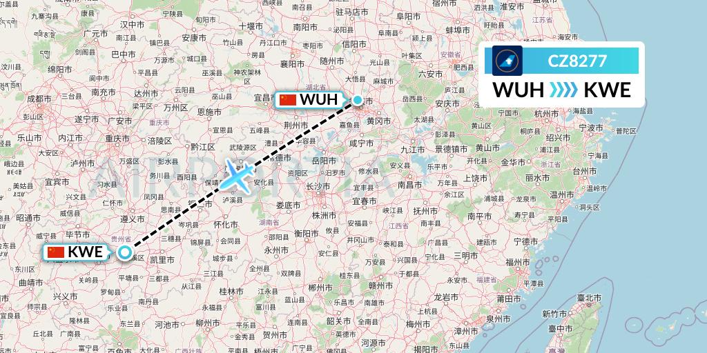 CZ8277 China Southern Airlines Flight Map: Wuhan to Guiyang