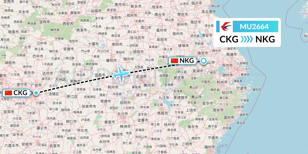MU2664 China Eastern Airlines Flight Map: Chongqing to Nanjing