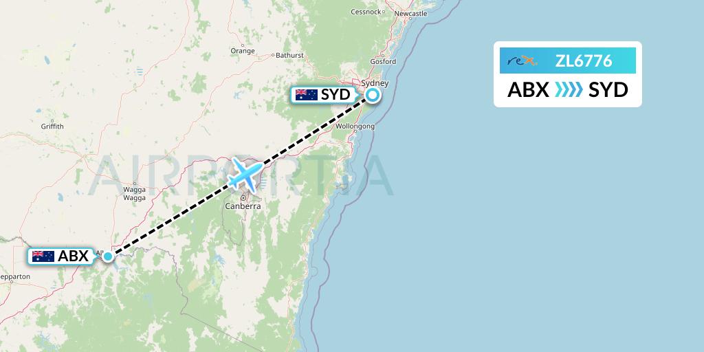 ZL6776 Regional Express Flight Map: Albury to Sydney
