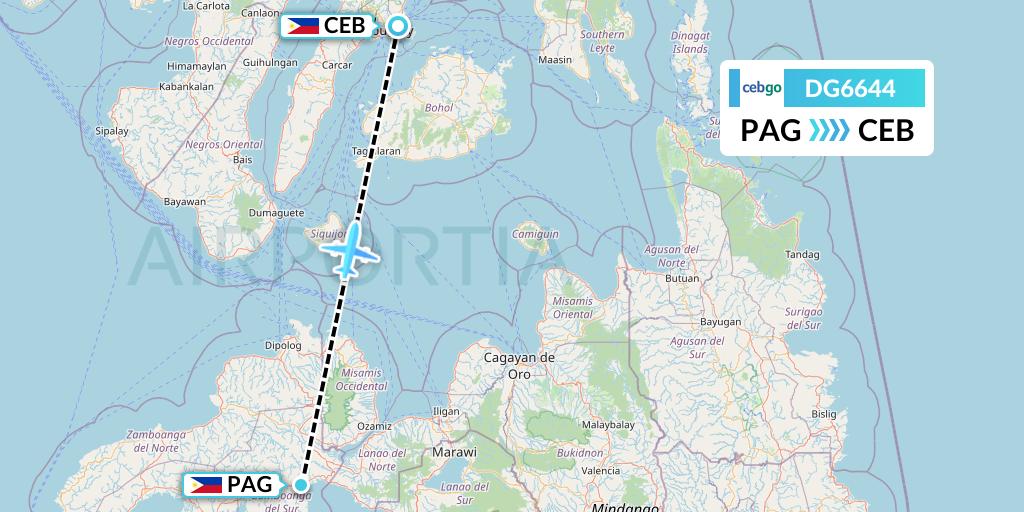 DG6644 Cebgo Flight Map: Pagadian to Cebu