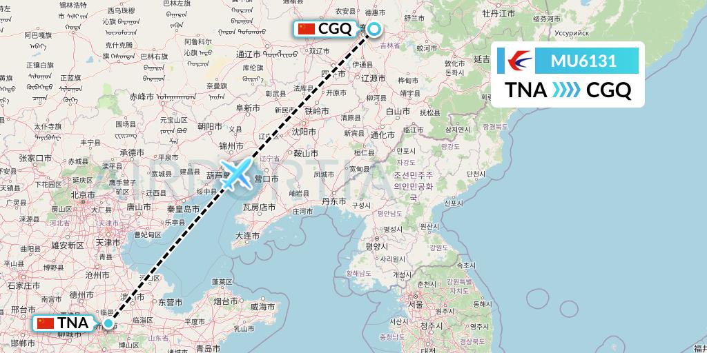 MU6131 China Eastern Airlines Flight Map: Jinan to Changchun