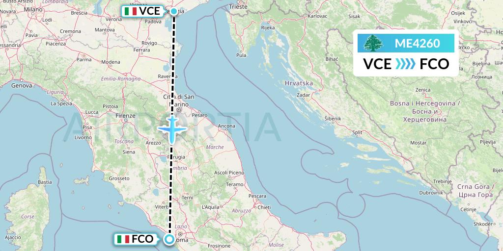 ME4260 MEA Flight Map: Venice to Rome