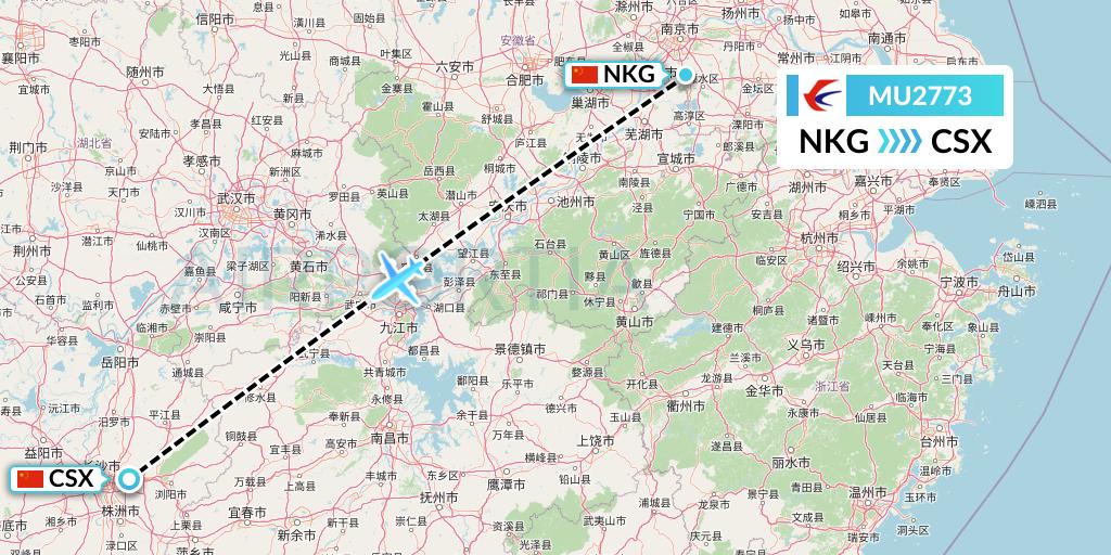 MU2773 China Eastern Airlines Flight Map: Nanjing to Changsha