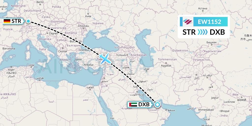EW1152 Eurowings Flight Map: Stuttgart to Dubai