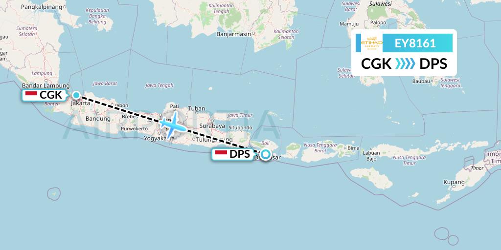 EY8161 Etihad Airways Flight Map: Jakarta to Denpasar