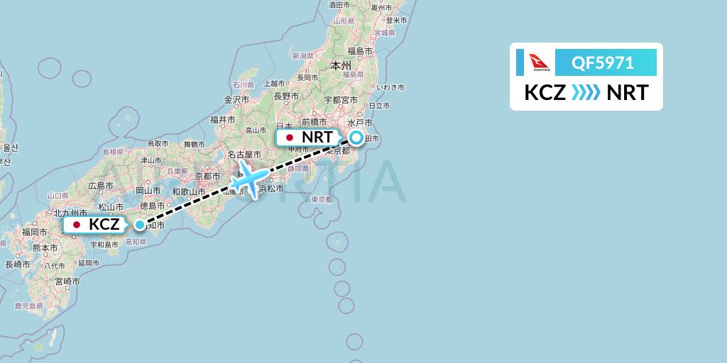 QF5971 Qantas Flight Map: Nankoku to Tokyo