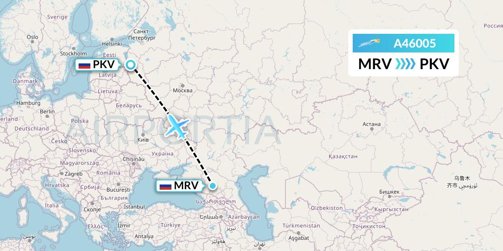 A46005 Azimuth Airlines Flight Map: Mineralnye Vody to Pskov