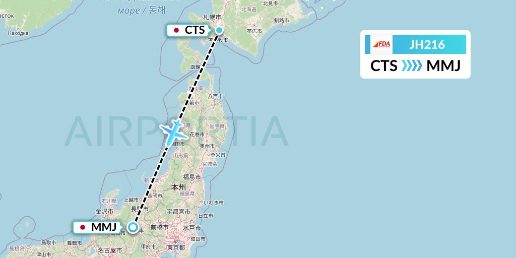 JH216 Fuji Dream Airlines Flight Map: Sapporo to Matsumoto
