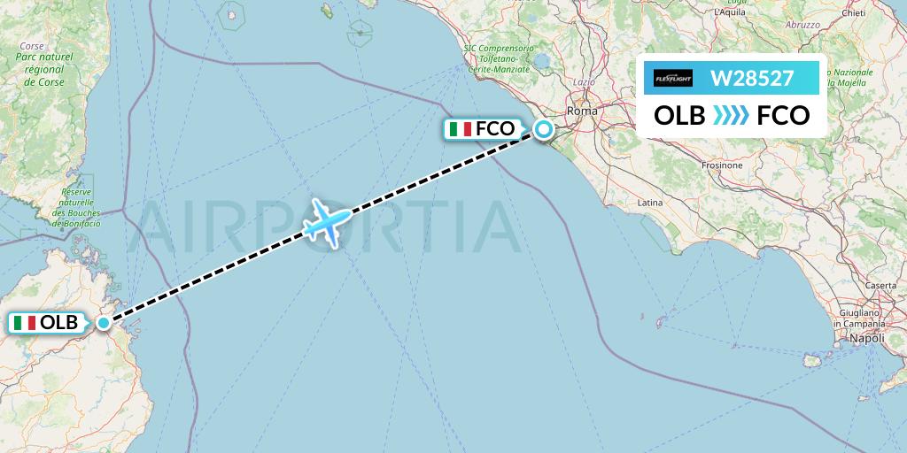 W28527 Flex Flight Flight Map: Olbia to Rome