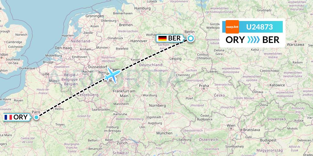 U24873 EasyJet Flight Map: Paris to Berlin