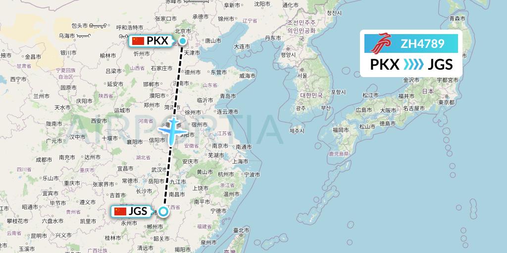ZH4789 Shenzhen Airlines Flight Map: Beijing to Ji'an