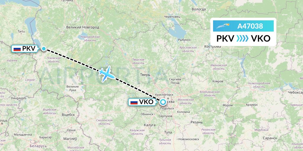 A47038 Azimuth Airlines Flight Map: Pskov to Moscow