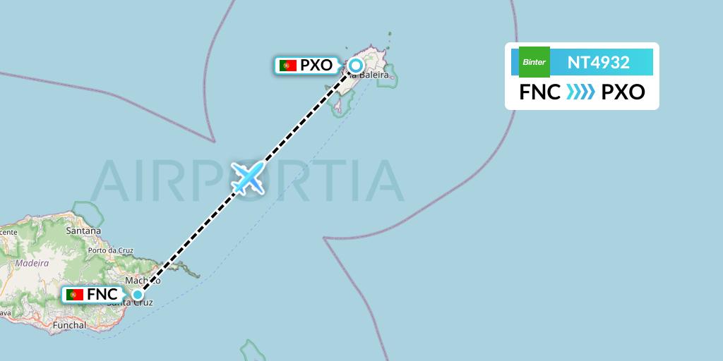 NT4932 Binter Canarias Flight Map: Funchal to Porto Santo
