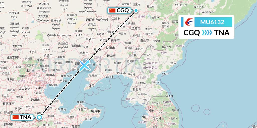 MU6132 China Eastern Airlines Flight Map: Changchun to Jinan