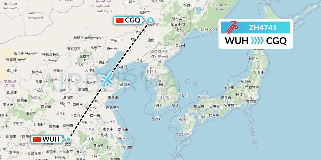 ZH4741 Shenzhen Airlines Flight Map: Wuhan to Changchun