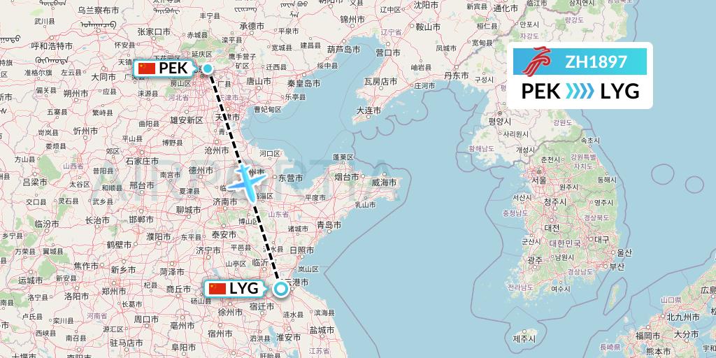 ZH1897 Flight Status Shenzhen Airlines Beijing to Lianyungang (CSZ1897)