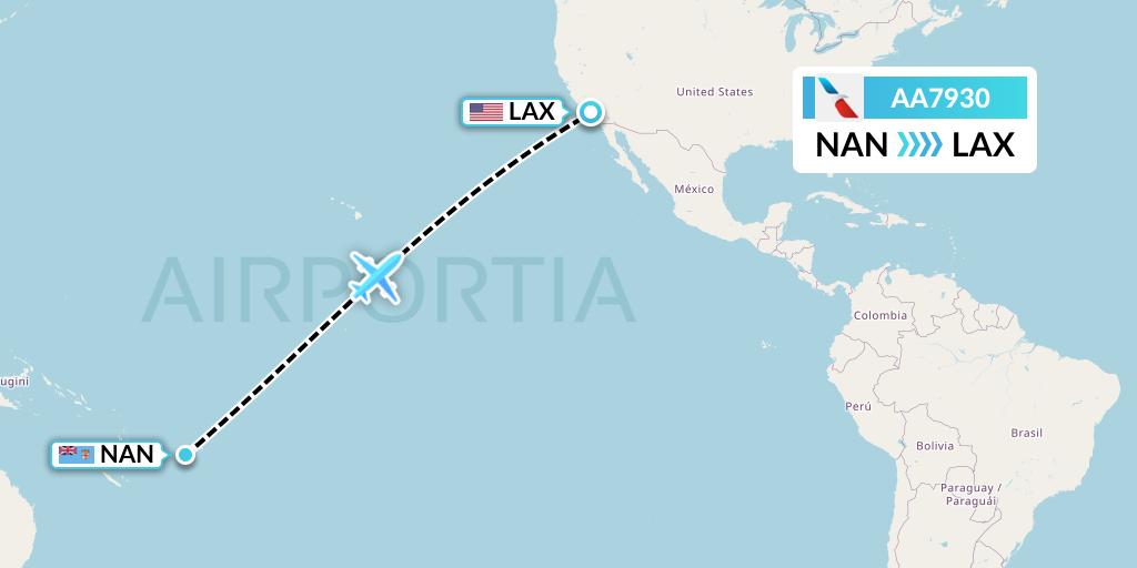 AA7930 American Airlines Flight Map: Nadi to Los Angeles