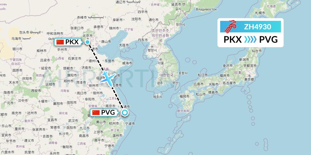 ZH4930 Shenzhen Airlines Flight Map: Beijing to Shanghai