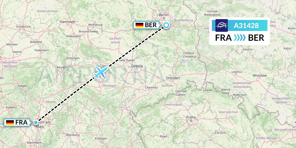 A31428 Aegean Airlines Flight Map: Frankfurt to Berlin