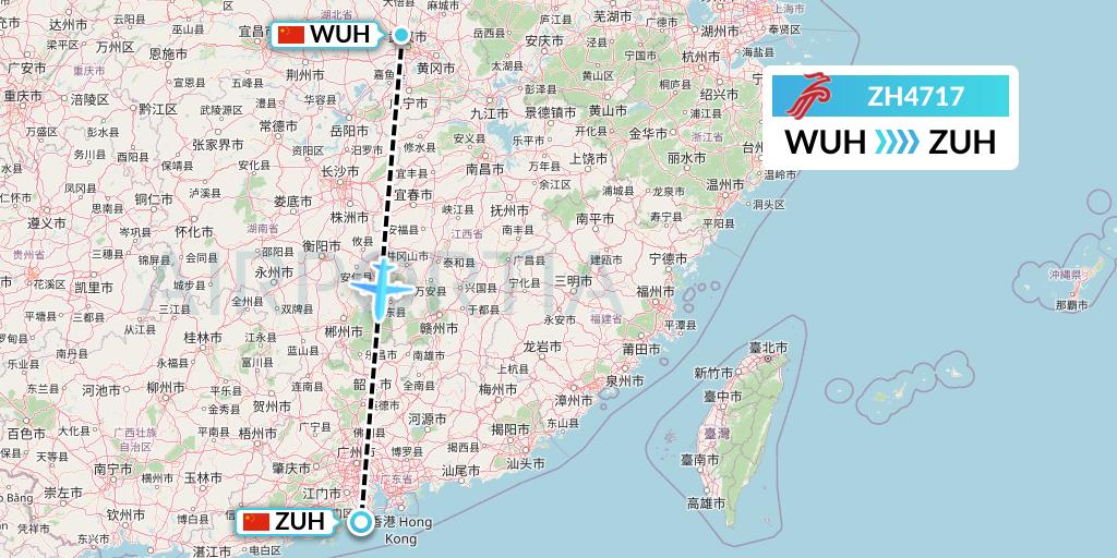 ZH4717 Shenzhen Airlines Flight Map: Wuhan to Zhuhai