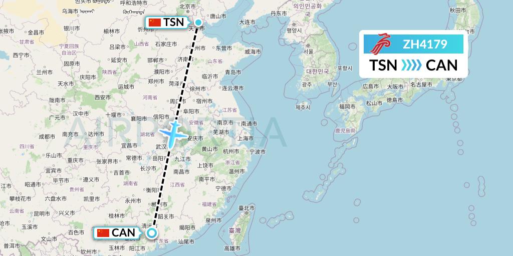 ZH4179 Shenzhen Airlines Flight Map: Tianjin to Guangzhou