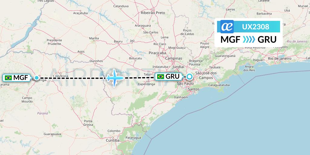 UX2308 Air Europa Flight Map: Maringa to Sao Paulo